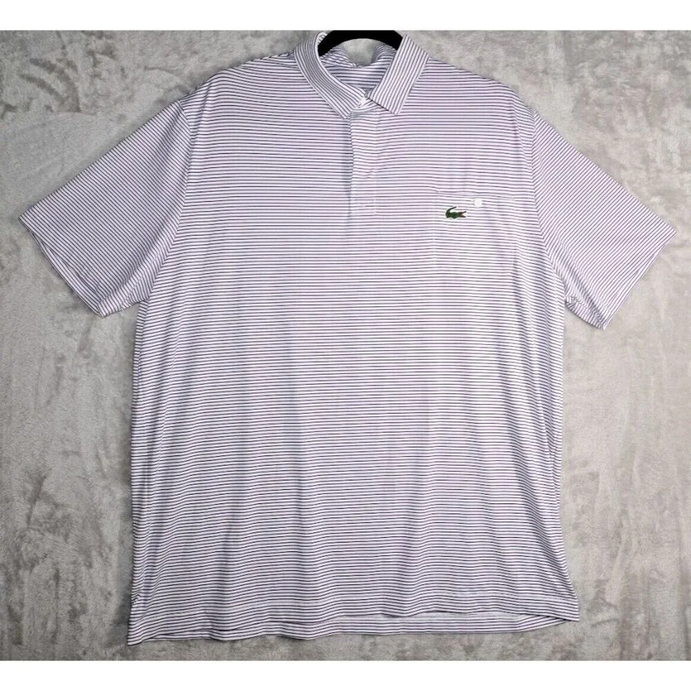 Lacoste Sport Polo Shirt - Men's XXL - Striped Purple & White 🐊